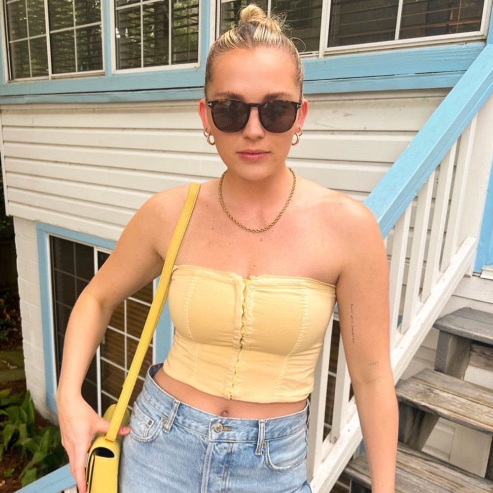 Free People butter yellow corset top